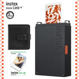 Resim Fujifilm Instax Mini Link Plus Akıllı Fotoğraf Yazıcısı 10'lu Film ve Siyah Deri Albüm 