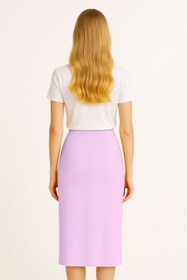 Resim Mizalle Lila Rayon Triko Midi Kalem Etek 