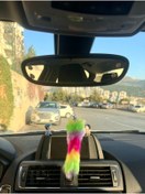 Resim OTOMOGARAJ Otomobil dikiz süsü yeşil pembe lila sarı renk geçişli kuyruk dikiz süsü 