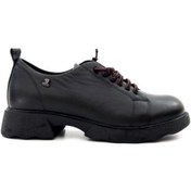 Resim Venüs 2553801k Kadın Hakiki Deri Lastik Bağ Kalın Taban Günlük Ayakkabı Siyah 