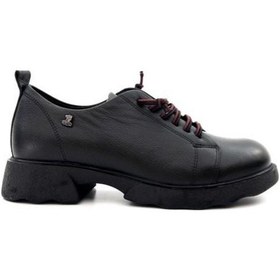 Resim Venüs 2553801k Kadın Hakiki Deri Lastik Bağ Kalın Taban Günlük Ayakkabı Siyah 