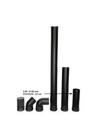 Resim 25 Cm Uzunluk Elektrikli Tam Otomatik Pelet Sobalara Uygun Pelet Soba Baca Borusu ( Çapı 80 mm) 