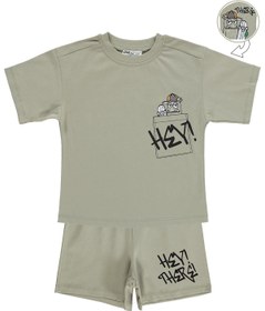 Resim Civil Boys Önü Cepki Hey Baskılı 2-5 Yaş Takım - Gri - Soft Gri / 2-3 Yaş 