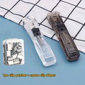 Resim 1 set klips iticiler (yedek klipsler dahil 50 adet) ofis kırtasiye yaratıcı zımbalar öğrenci sınav kağıtları, belge tutucular, faturalar, kitaplar, kağıt itici klipsler 