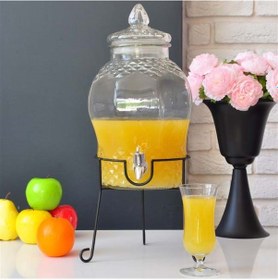 Resim Cam Sebil. Damacana. Şerbetlik Musluklu. Metal Ayaklı 8 L. Şeffaf 