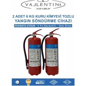 Resim Vallentina 2 Adet 6kg Kuru Kimyevi Tozlu Yangın Söndürme Cihazı Ruhsata Uygun Tse-Hyb/ce Belgeli 