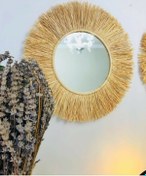 Resim Woodda Dekoratif Aynalı Rafya Duvar Süsü 55 Cm 