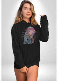 Resim Metal Müzik Çeket Kadın Erkek Siyah Kapüşonlu Sweatshirt Hoodie Siyah 
