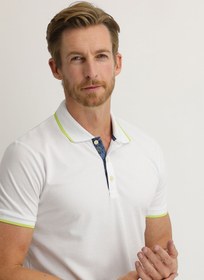Resim Beyaz Polo Yaka Regular Fit Pamuklu Tişört 