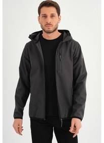 Resim Alexander Gardi Alexandergardı Fermuarlı İçi Polarlı Su İtici Softshell Kumaş Kapüşonlu Mont E24-mnt-01 Gri 