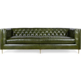 Resim Hanelmobilya Hanel Mobilya Belmont Modern Chester Kanepe Haki Suni Deri 