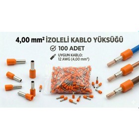Resim 4mm İzoleli Kablo Yüksüğü 100 Adet 12awg 