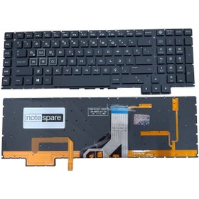 Resim Notespare Hp ile Uyumlu Omen 17-AN108NT (4MS64EA), 17-AN109NT (5QU81EA) Notebook Klavye RGB Işıklı Siyah TR 