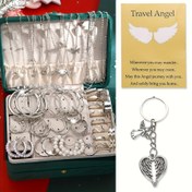 Resim 46 adet Şık ve Moda Kadın Gümüş Gri Takı Seti, Küpe, Kolyeler, Yüzükler, Bilezikler, Çoklu Parça Kombinasyonu, Yüksek Değere ve Uygun Fiyata, Günlük Giyim, Partiler, Tarihler, Noel Hediyeleri için Benzersiz Takı, 1 adet Melek Kolye (İsteğe Bağlı), Anahtarlık, Çanta Tokası, Moda 