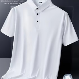 Resim Elson OBM Buz Kaydırmaz Lif Kumaş Yüksek Esneklik Kısa Kollu Gömlek, Uniseks Yaz Sonbahar Gevşek Hızlı Kuruyan Çift Taraflı Yaka Elastik Tişört 