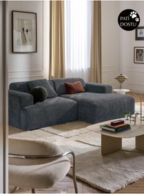 Resim S Home Design Concept Molly Mini 2 Modül Kanepe Köşe Koltuk, Sağ Köşe, Antrasit, Teddy 210x145 cm (Pati Dostu) 