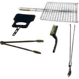 Resim Mobilreyon Mangal Seti 5'li,ızgara 30x30cm,yelpaze,fırça,maşalar 