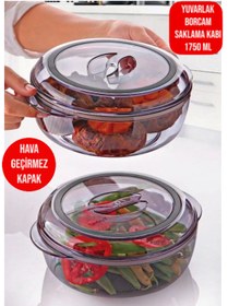 Resim CocoVia Hava Geçirmez Kapaklı Yuvarlak Borcam Saklama Kabı-Kamp/Piknik Malzemesi/Buzdolabı Saklama 1 ADET 