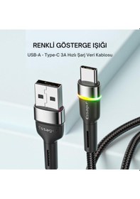 Resim Essager Led Işıklı 1 Metre 3a Usb To Type-c Ultra Hızlı Şarj Kablosu,dayanıklı Renkli Led Işıklı Kablo 