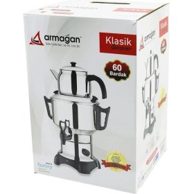 Resim Klasik Çay Seti=demlik - Su Kazanı Elektrikli Semaver 60 Bardak 6lt - Tek Musluk 1500W Gizli Rezistans (5224) 