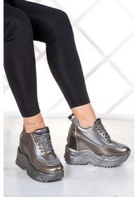 Resim Erkan Saçmacı Anya Siyah Hakiki Deri Dolgu Topuklu Günlük Ayakkabı 