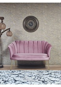 Resim Zafir İkili İstiridye Gold Kaplama Telli Ayak Çay Seti Koltuk Tekli Berjer , İkili Berjer Koltuk Pembe 