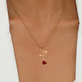 Resim 1pc Yaratıcı Niche Tasarım Gül Çiçeği Kolye Romantik Sevgililer Günü Takı Hediyesi 