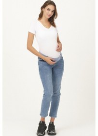 Resim Busa Hamile Alt Karın Destekli Mom Fit Kot Pantolon Mavi-mavi 