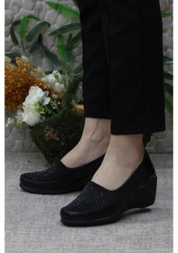 Resim Fort Nfx 42016 Siyah Hafif Rahat Dolgu Taban Şık Kadın Günlük Ayakkabı Siyah 