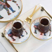 Resim Glore Elephant 6'lı Çay Seti - Beyaz / Renkli 