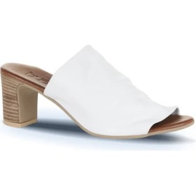 Resim Bueno Shoes Beyaz Deri Kadın Topuklu Terlik 01WN1503 01WN1503 