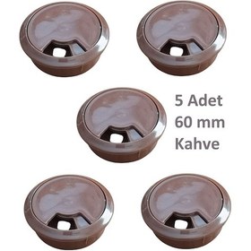 Resim Adilon Masa Üstü Kablo Kanalı Deliği Kapağı Kahverengi Masa Kapağı 6 Cm 5 Adet 