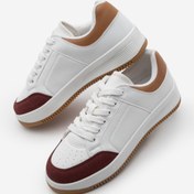 Resim Marjin Kadın Sneaker Kalın Taban Süet Detay Spor Ayakkabı Hinos Bordo 