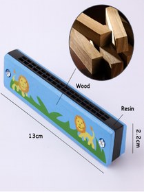 Resim moryconcept Ahşap 16 Delikli Çift Sıralı Renkli Desenli Çocuk Mızıkası 