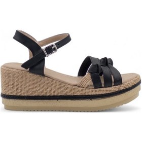 Resim Zorde Dolgu Topuk Hasırlı Kadın Sandalet - Siyah - 36 Siyah 