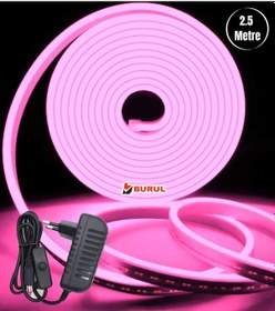 Resim 2.5 Metre Pembe Işık Esnek Neon Led Şerit Butonlu Dekoratif Aydınlatma Seti Sb-6536 