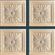 Resim 4 adet, Katı Ahşap Oymalı Kare Çıkartma, Sert Ağaç Kauçuk Ahşap, Üç Boyutlu Izgara Deseni, Boyanmamış Dekoratif Mobilya Dolabı Kapısı, Çoklu Boyutlar Mevcut 6cm2.36in / 8cm3.15in / 10cm 