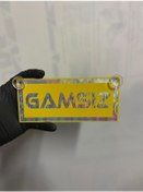 Resim Sarı Renk Üzeri Hologram Renk Gamsız Yazılı Vantuzlu Cam Süsü 