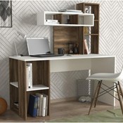 Resim Dekorister Coral Kitaplıklı Çalışma Masası Beyaz-ceviz 