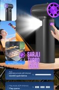 Resim nextbuy Şarjlı Mini Turbo Jet Fan Mangal Üfleme Araç Mangal Toz İtme Temizlik Fanı Hava Kompresörü Siyah F9 