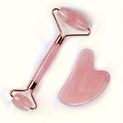 Resim Pembe Reçine Gua Sha Masaj Aracı ile Yüz Rulosu Seti - Manuel Rahatlatma Yardımcısı, Vücut ve Zihin için İdeal Hediye 
