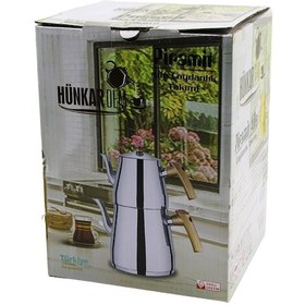 Resim Pramit Aile Boy Çelik Çaydanlık Seti - Takımı Renkli Bakalit Kulp Üst Demlik: 1.5lt - Alt Suluk: 2.7 Renkli 