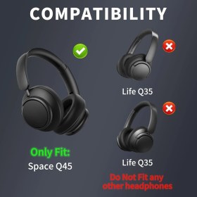 Resim M.TK Moveteck Anker Soundcore Space Q45 ile Uyumlu Kulaklık Pedi Süngeri Yastığı + Takma Aparatı 2in1 Set 