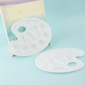 Resim 2 adet Beyaz Oval Paleta, Yağ, Akrilik, Su Temizleme, Gouache Boyama için 10-Well Renk Karıştırma Tepsisi - Çoklu Bölümler, Boyama için Paletler ile Dayanıklı Plastik Sanat Paleti 