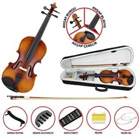 Resim Jwin VL-800S 4/4 Çantalı Tam Boy Keman Seti - Mat Ahşap 