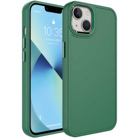 Resim CoverZone iPhone 14 ile Uyumlu Kılıf Metal Çerçeve Tasarımlı Pastel Renkli Sert Ebullience Koyu Yeşil 