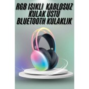 Resim Techno Stock Kulak Üstü Kablosuz Bluetooth Kulaklık Unısex Renkli Işıklı Kulaklık 