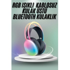 Resim Techno Stock Kulak Üstü Kablosuz Bluetooth Kulaklık Unısex Renkli Işıklı Kulaklık 