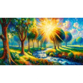 Resim Venspor Renkli Gün Doğumu Orman Manzaralı Arkaplan 200 x 150 cm Fon Duvar Örtüsü 