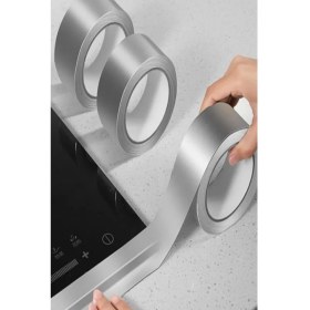 Resim Alüminyum Kendinden Yapışkanlı Su Sızdırmaz Yanmaz Bant Baca Tamir Bandı Ocak Kenarı Tezgah Bant 5mt 